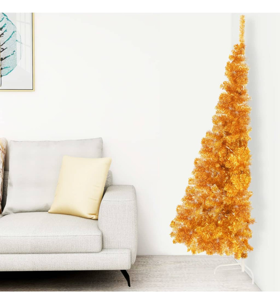 Demi sapin de Noël artificiel avec support doré 240 cm PET Demi sapin de Noël artificiel avec support doré 240 cm PET
