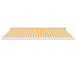 Auvent rétractable jaune et blanc 3,5x2,5 m tissu et aluminium