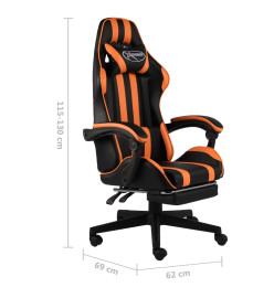 Fauteuil de jeux vidéo et repose-pied Noir et orange Similicuir