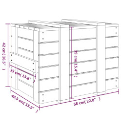 Boîte de rangement Gris 58x40,5x42 cm Bois massif de pin