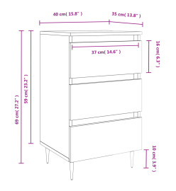 Tables de chevet 2 pcs chêne fumé 40x35x69 cm bois ingénierie