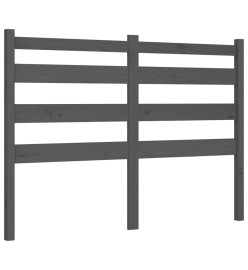Cadre de lit avec tête de lit gris petit double bois massif