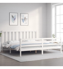 Cadre de lit avec tête de lit blanc Super King bois massif