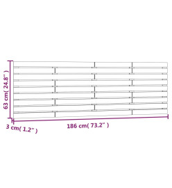 Tête de lit murale Blanc 186x3x63 cm Bois massif de pin