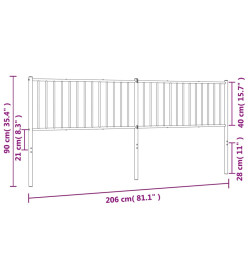 Tête de lit métal blanc 200 cm