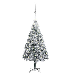 Arbre de Noël artificiel pré-éclairé et boules vert 240 cm PVC