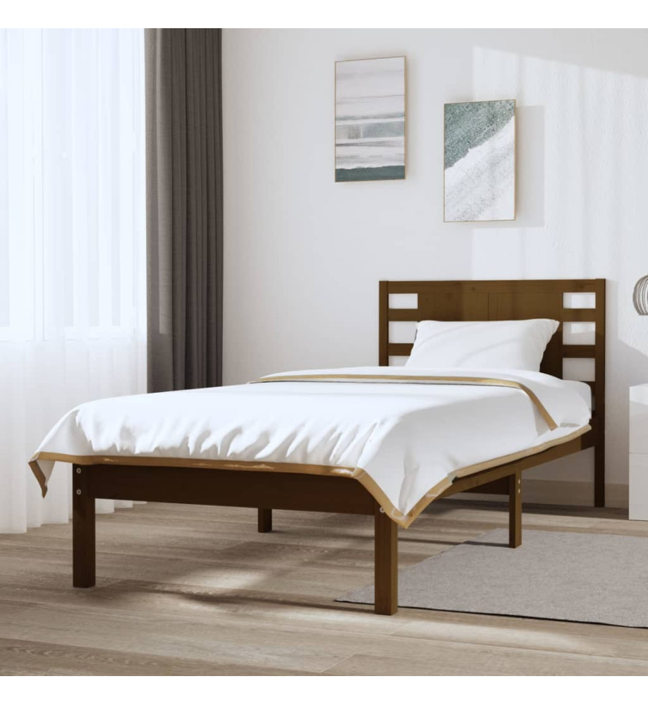 Cadre de lit Marron miel Bois de pin massif 90x200 cm Cadre de lit Marron miel Bois de pin massif 90x200 cm