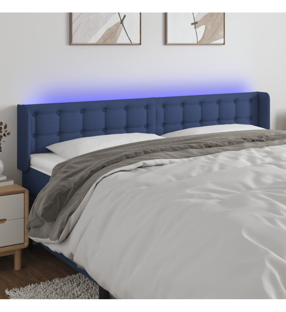 Tête de lit à LED Bleu 163x16x78/88 cm Tissu Tête de lit à LED Bleu 163x16x78/88 cm Tissu