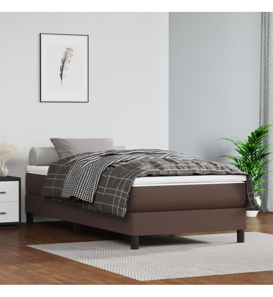 Lit à sommier tapissier avec matelas Marron 100x200 cm Lit à sommier tapissier avec matelas Marron 100x200 cm