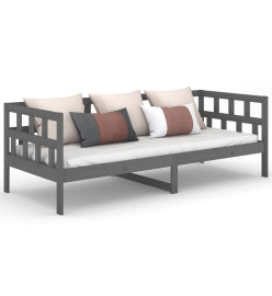 Lit de jour gris bois de pin massif 80x200 cm