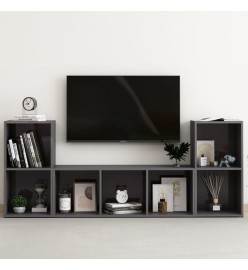 Ensemble de meubles TV 3 pcs Gris brillant Aggloméré