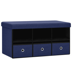 Banc de rangement pliable Bleu 76x38x38 cm Faux lin