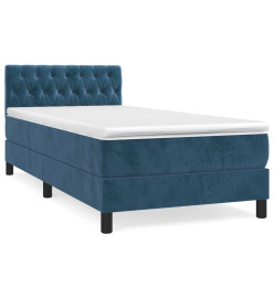 Lit à sommier tapissier avec matelas Bleu foncé 100x200 cm