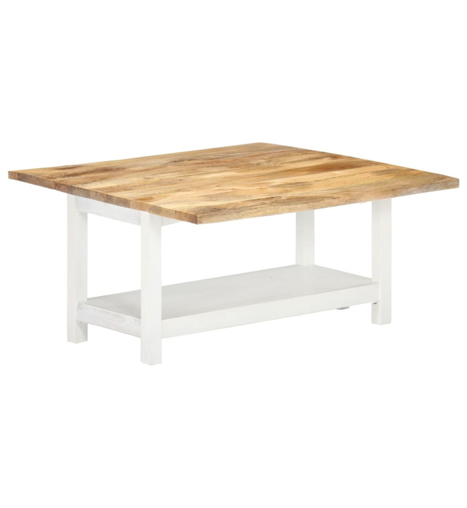 Table basse extensible Blanc 90x(45-90)x45 cm Bois de manguier