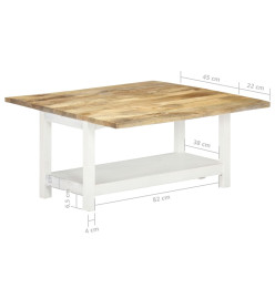 Table basse extensible Blanc 90x(45-90)x45 cm Bois de manguier