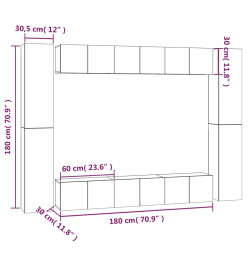 Ensemble de meubles TV 10 pcs Chêne fumé Bois d'ingénierie