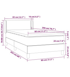 Lit à sommier tapissier et matelas Noir 80x200 cm Tissu