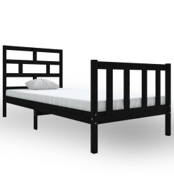 Cadre de lit Noir Bois de pin massif 100x200 cm