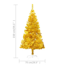 Sapin de Noël artificiel avec support Doré 150 cm PET