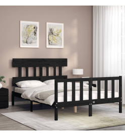 Cadre de lit avec tête de lit noir 140x190 cm bois massif