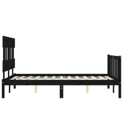 Cadre de lit avec tête de lit noir 140x190 cm bois massif