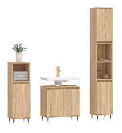 Ensemble d'armoires de salle de bain 3 pcs chêne sonoma