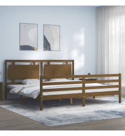 Cadre de lit et tête de lit marron miel Super King bois massif