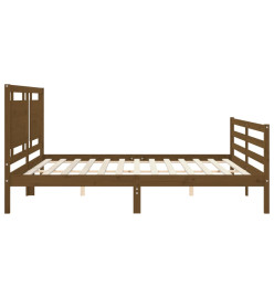 Cadre de lit et tête de lit marron miel Super King bois massif