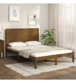 Cadre de lit Marron miel Bois de pin massif 140x190 cm
