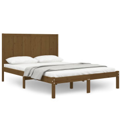 Cadre de lit Marron miel Bois de pin massif 140x190 cm
