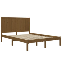 Cadre de lit Marron miel Bois de pin massif 140x190 cm