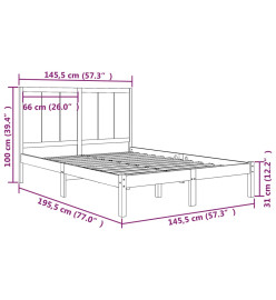 Cadre de lit Marron miel Bois de pin massif 140x190 cm
