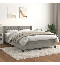 Lit à sommier tapissier et matelas Gris clair 140x200cm Velours