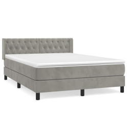 Lit à sommier tapissier et matelas Gris clair 140x200cm Velours