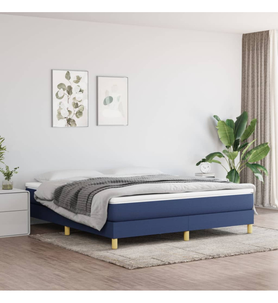 Lit à sommier tapissier avec matelas Bleu 160x200 cm Tissu Lit à sommier tapissier avec matelas Bleu 160x200 cm Tissu