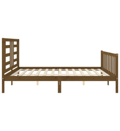Cadre de lit avec tête de lit marron miel 200x200cm bois massif