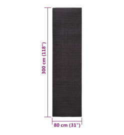 Tapis Sisal naturel 80x300 cm Noir