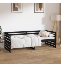 Lit de jour Noir 80x200 cm Bois de pin massif