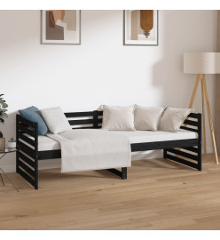 Lit de jour Noir 80x200 cm Bois de pin massif
