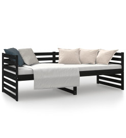 Lit de jour Noir 80x200 cm Bois de pin massif
