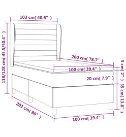 Lit à sommier tapissier avec matelas Marron foncé 100x200 cm