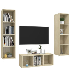 Ensemble de meuble TV 3 pcs Chêne sonoma Aggloméré