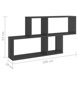 Étagère murale Gris brillant 100x18x53 cm Aggloméré