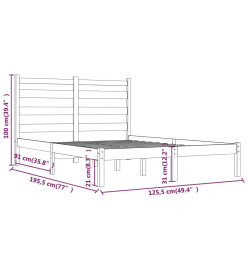 Cadre de lit Marron miel Bois massif 120x190 cm Petit Double