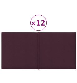 Panneaux muraux 12 pcs Violet 30x15 cm Tissu 0,54 m²