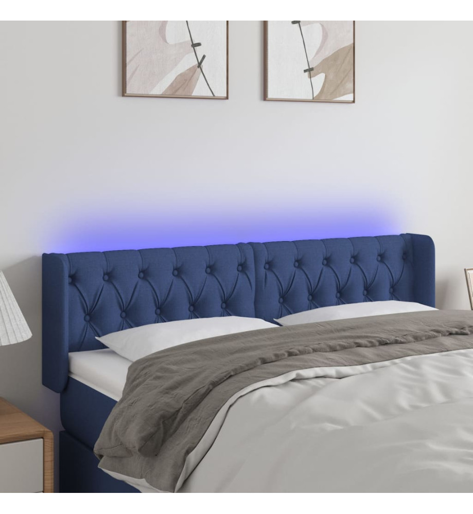 Tête de lit à LED Bleu 163x16x78/88 cm Tissu Tête de lit à LED Bleu 163x16x78/88 cm Tissu