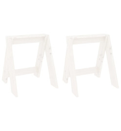 Tabourets lot de 2 blanc 40x40x45 cm bois massif de pin