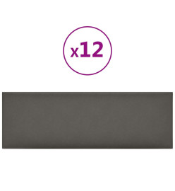 Panneaux muraux 12 pcs Gris 90x30 cm Similicuir 3,24 m²