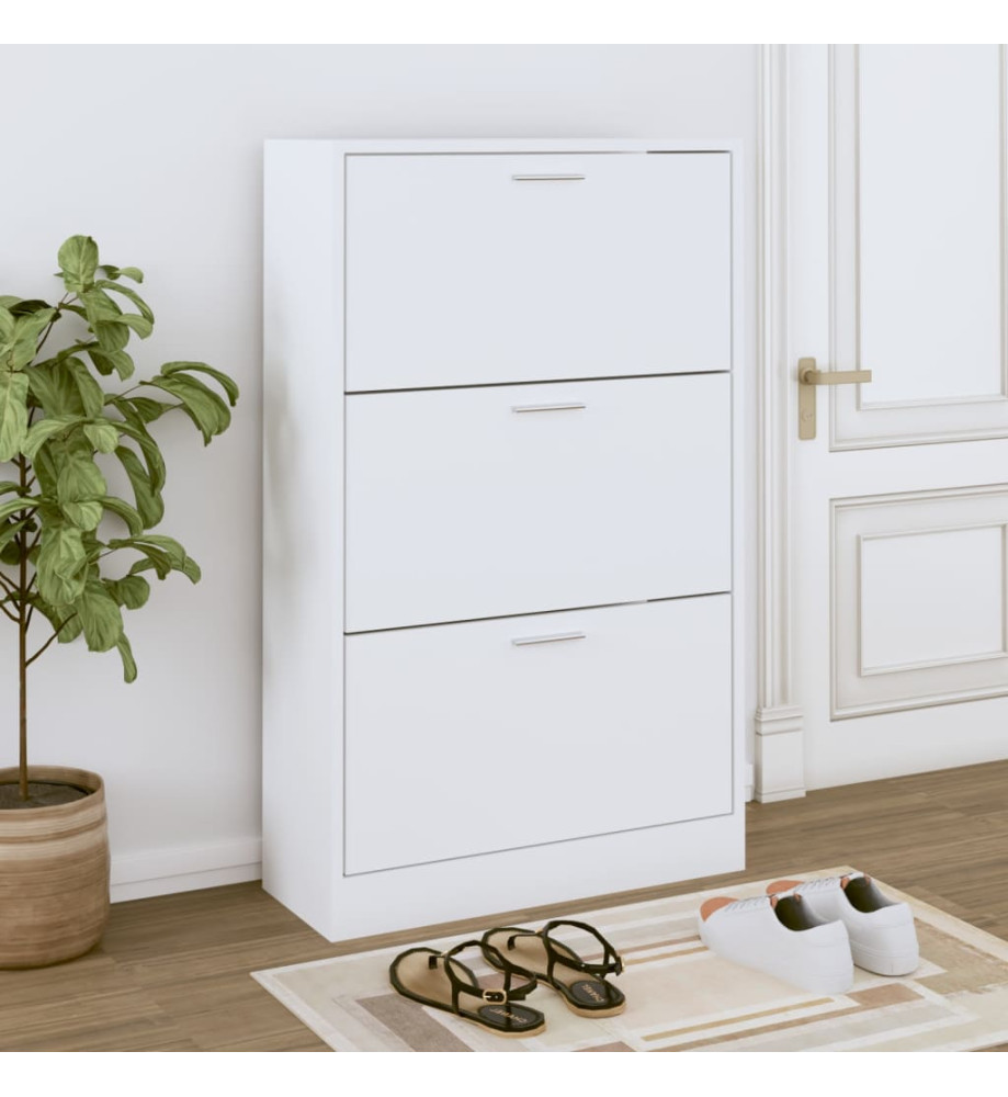 Armoire à chaussures Blanc 63x24x103 cm Bois d'ingénierie