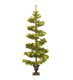 Arbre de Noël hélicoïdal pré-éclairé avec pot vert 120 cm PVC